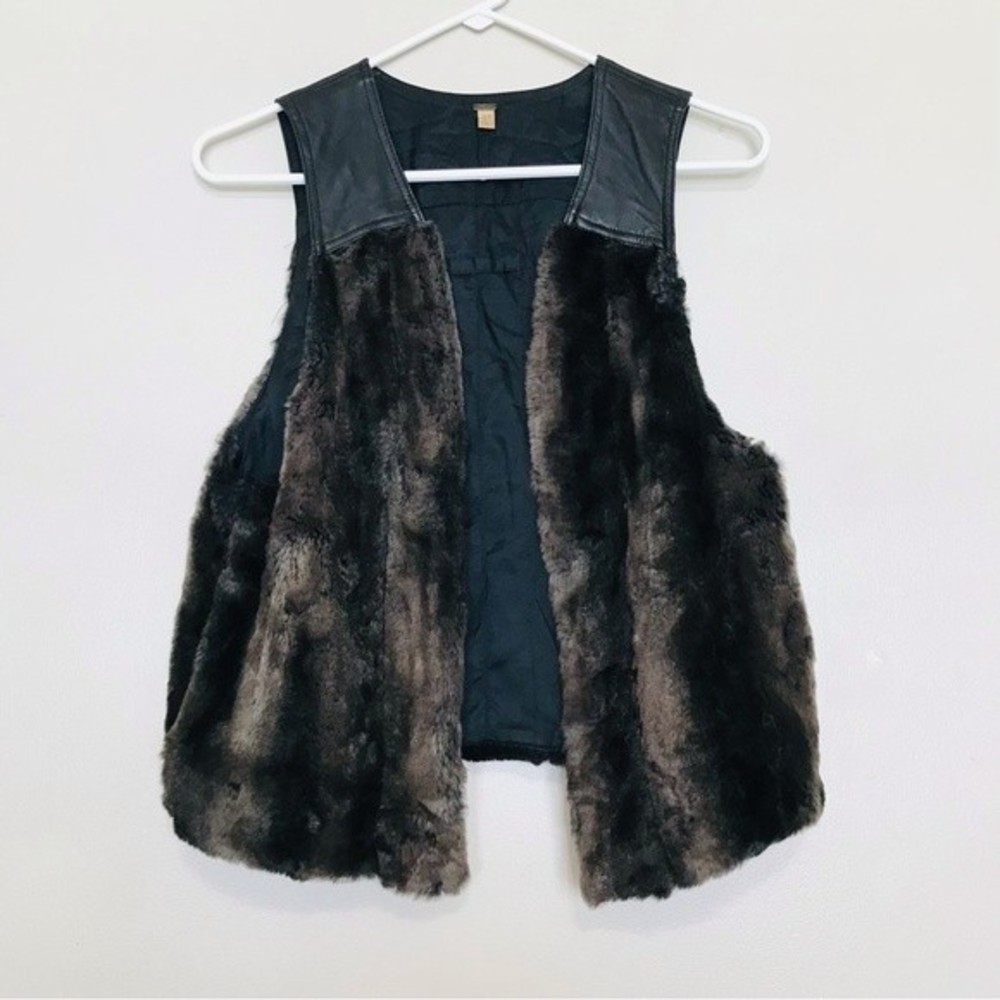 Free People Dark Brown Faux Fur Open Style Vest